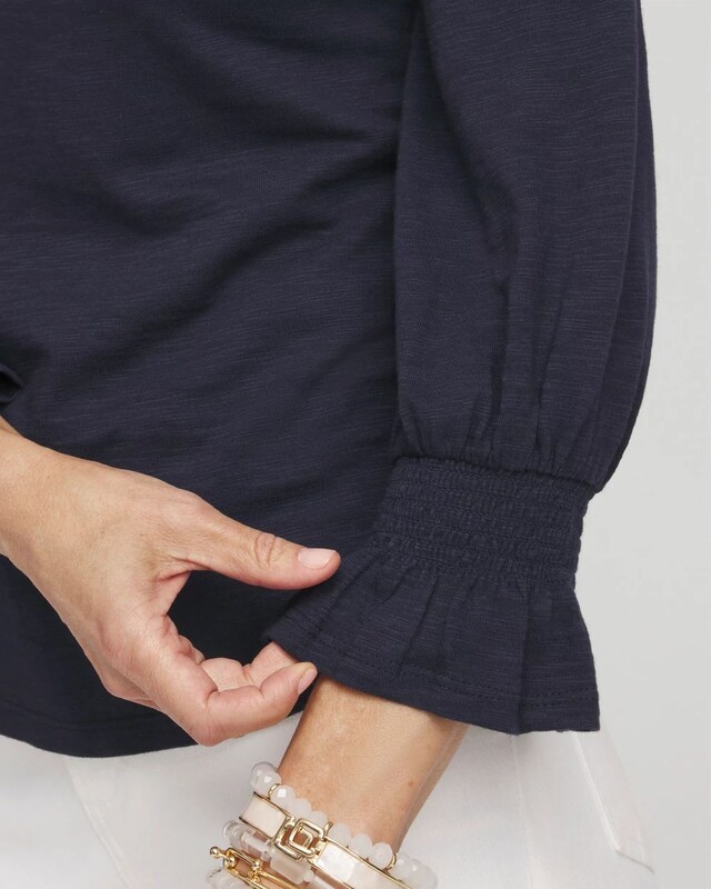 Smocked 3/4 Sleeve Tee - image 4